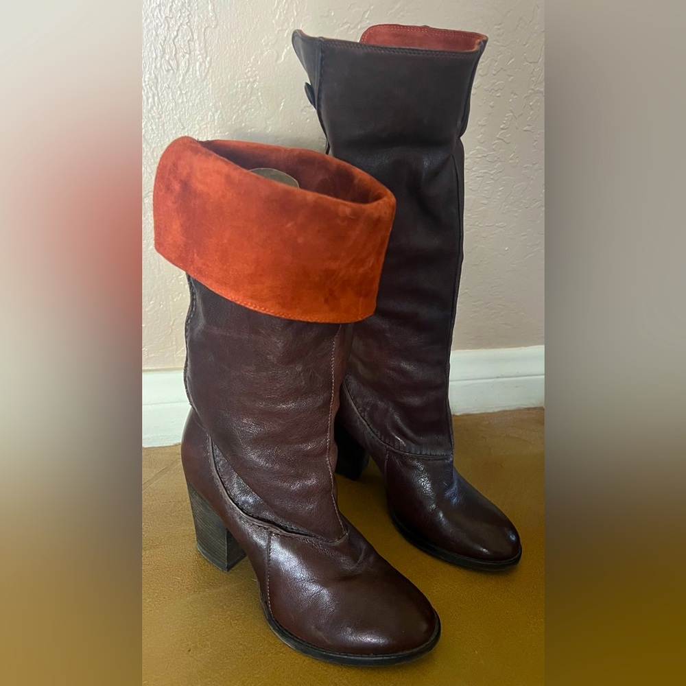 Free People x VERO CUOIO Leather and Suede Tall Boots